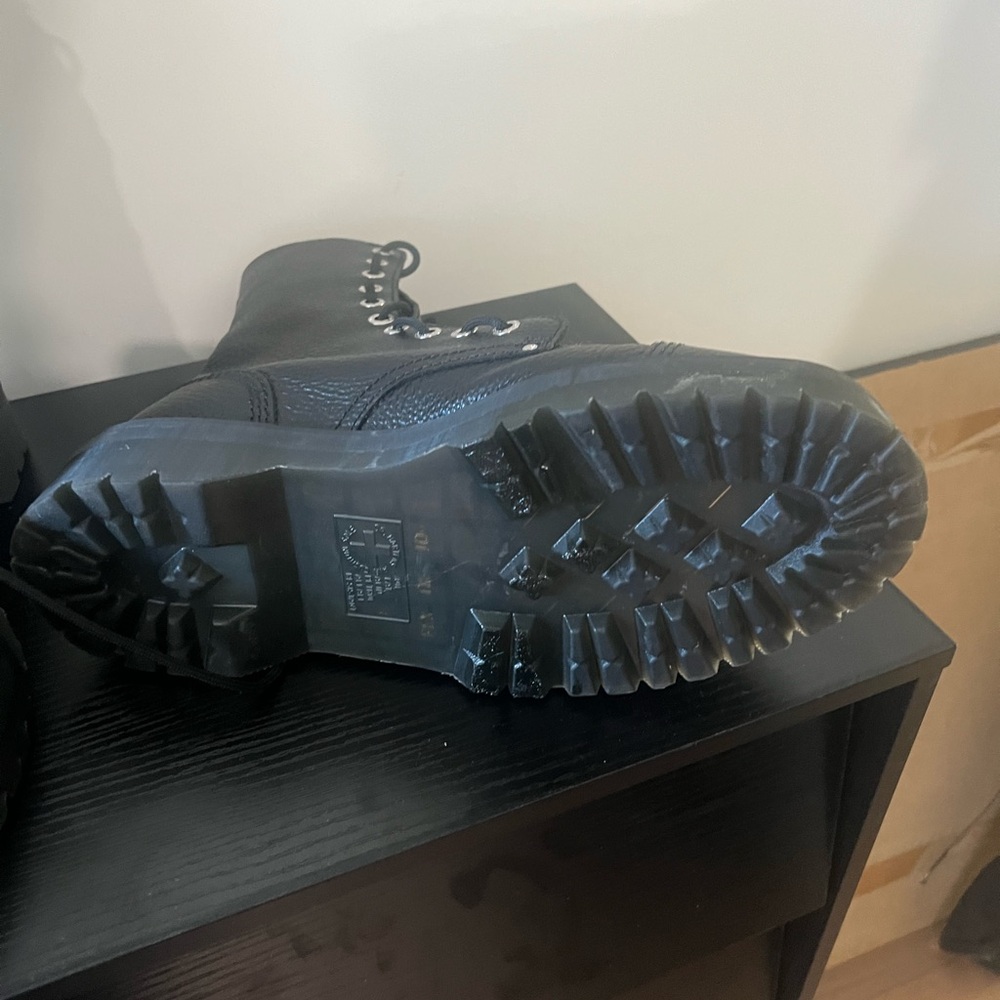 Black Leather Lace-Up Boots - Picture 3 of 3